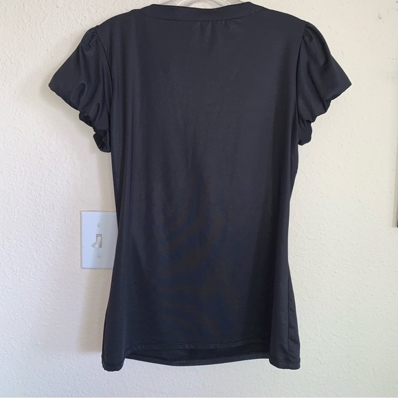 Black Puff Sleeve Button Detail Top - Picture 5 of 12